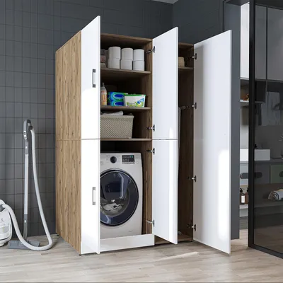 Immagine prodotto di Roomart DORA-II Mobile da appoggio per lavatrice, larghezza 115 cm, rovere bianco