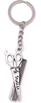 Produktbild von Onwomania Schlüsselanhänger Scherere mit Kamm Friseur Metall Anhänger Charm