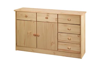 Produktbild von SIT Möbel Kommode | 2 Türen, 6 Schubladen | Kiefer massiv | Natur, lackiert | B 118 x T 35 x H 75 cm | 19001-27 | Serie KOMMODE