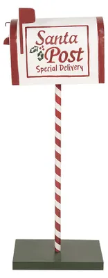 Produktbild von Clayre & Eef Weihnachtsdekoration Briefkasten 19x33x92 cm Weiß Rot Metall