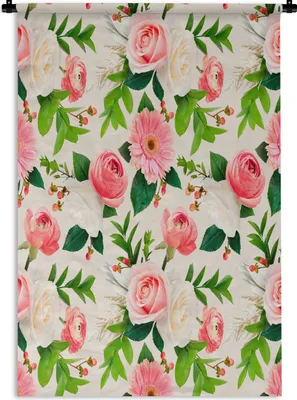 Produktbild von MuchoWow® Wandteppich Wandbehang Blumen - Rosen - Frühling 90x135 cm Tapisserie Dekoration Wandtuch - Baumwolle - Wandskulptur