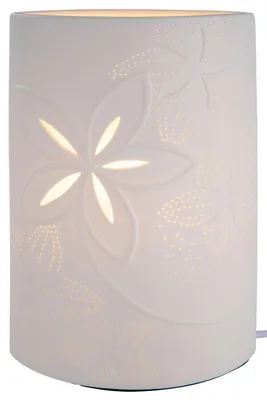Productafbeelding van Gilde tafellamp, "Geluksmomenten", bloemendesign, porselein, wit, verpakkingseenheid 1, hoogte: 28,00 cm, breedte: 18,00 cm, diepte: 9,00 cm, artikelnummer: 32241