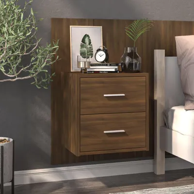 Image de vidaXL Table de nuit murale marron imitation chêne