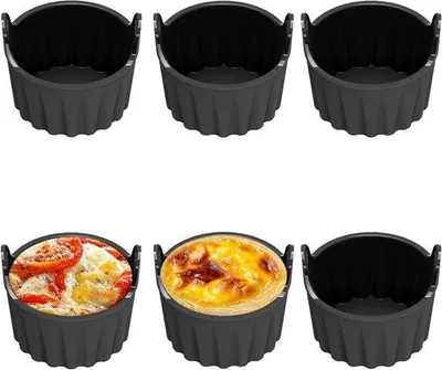 Image de Moule à œufs en silicone, 6 pièces, noir, revêtement antiadhésif