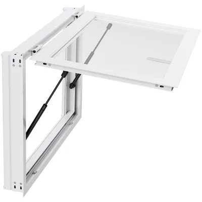 Produktbild von SucceBuy Imbissfenster (915 x 610 mm Einbaumaß) mit robustem Aluminiumrahmen, Servierfenster für Anhänger mit 85°-Öffnungswinkel und zwei praktischen Schiebefenstern, ideal für Verkaufsstände und Imbisswagen