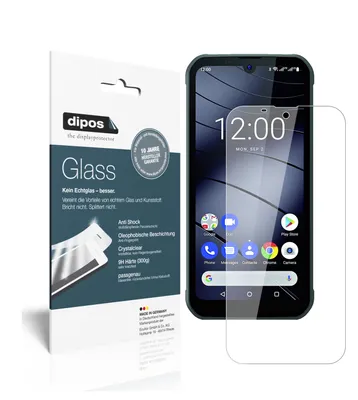 A product package for a screen protector is shown next to a smartphone displaying its screen.