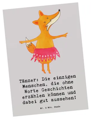 Produktbild von Mr. & Mrs. Panda Fotokarte Tanzen Geschichten - Grau Pastell - Geschenk, bildkarte, Kunstkarten, Ansichtskarte, Postkarten, Sportler, kunstkarte, Choreografie, Tanzstile