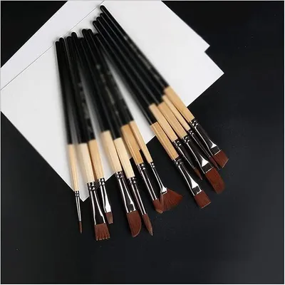 Imagen del producto de Juego de pinceles de nylon de 12 piezas, con diferentes pigmentos.Juego de acuarelas.Juego de pinturas al óleo.Juego de pinturas gouache.Juego de pinceles para óleo