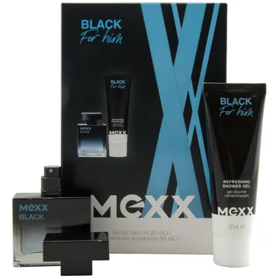 Produktbild von Mexx Geschenkset Black For Him 1 Set = 1 x 30ml Edt Spray + 1 x 50ml Shower Gel