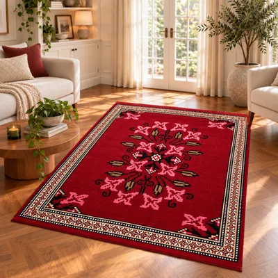 Imagen del producto de Alfombra BiggHome - 80x150 cm, lavable a máquina, duradera, con diseño étnico para sala de estar, modelo SA25PY, 31.5 x 59.06 pulgadas, 3.21 lbs. Fabricada en Turquía