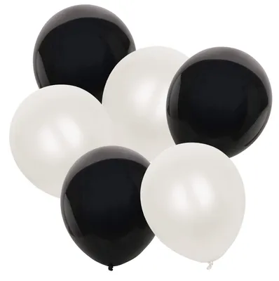 50 Latex-Ballons Schwarz & Weiß, 30,5 cm, Party-Deko
