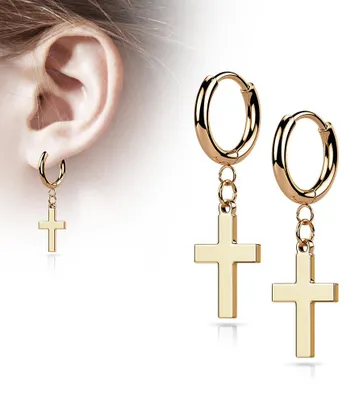 Produktbild von Kreuz Creolen: Edelstahl Ohrringe Rose Gold