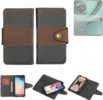 Produktbild von K-S-Trade Handyhülle Schutzhülle Hülle Bookstyle Wallet-Case kompatibel mit Realme Narzo 70 Pro 5G Bumper Rundumschutz schwarz-braun 1x