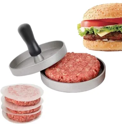 Produktbild von Hamburgerpresse, Edelstahl, mit Wachspapier, für die Küche