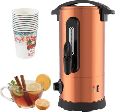 Produktbild von Jayseuw Glühweinkessel 8L Edelstahl Inkl. 10x Becher Glühweinkocher mit Thermostat Glühweinautomat Heißgetränkeautomat Wasserkocher Heißwasserspender Einkochautomat Füllstandanzeige