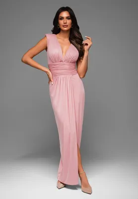 Produktbild von Ombre Elegantes langes Abendkleid mit tiefem V-Ausschnitt und Beinschlitz pink M
