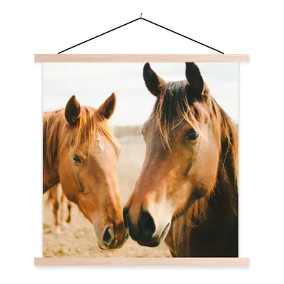 Produktbild von MuchoWow® Textilposter Pferd - Strand - Tiere 120x120 cm mit holzfarbenen Rahmen - Textil-Poster