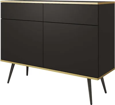 Produktbild von FURNLUX Sideboard Oro Black 107cm / Hauptfarbe: Schwarz / Abmessungen: 107 x 39 x 85 cm