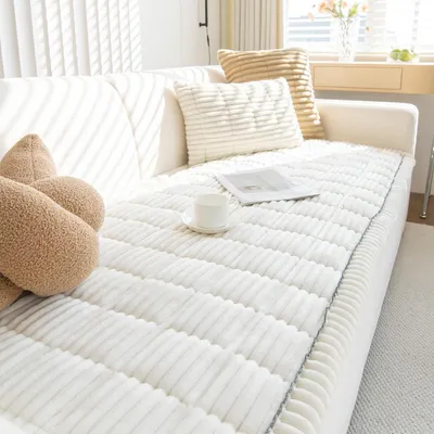 Produktbild von Sofaüberwurf Corduroy Weiß 90x180cm 1 Stück Rutschfest Dick