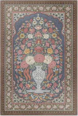 Imagen del producto de Alfombra de vinilo con estampado de flores vintage – 80x120 cm – Alfombra para interiores – Ideal para pasillos – Fácil de limpiar – Diseño moderno