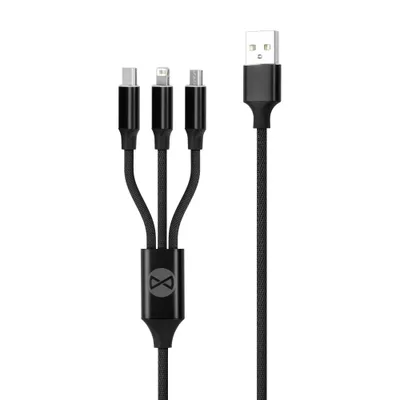 Zdjęcie produktu dla Forever Kabel 3W1 Usb - Lightning + Usb-C + Microusb 1,2 M 2A Czarny
