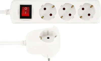 Produktbild von REV Steckdosenleiste PowerSplit - Mehrfachsteckdose 4-Fach (3+1) mit Schalter Wandsteckdose bleibt erhalten 3500W 5m weiß
