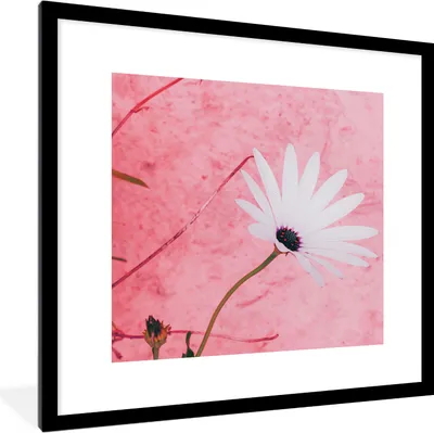 Produktbild von MuchoWow® Gerahmtes Poster Blumen - Rosa - Vintage 40x40 cm - Poster mit Schwarzem Bilderrahmen Wandposter Rahmen Foto Bilder - Poster - Plakat im Rahmen