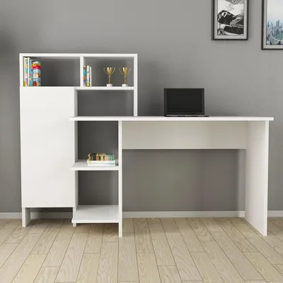 Immagine prodotto di Cremella - Scrivania, 136x60x112h cm Bianco, 6 Ripiani