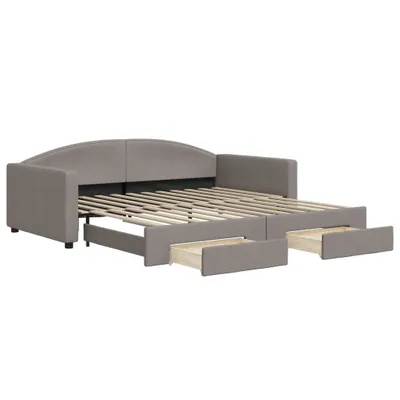 Produktbild von vidaXL Tagesbett Ausziehbar mit Schubladen Taupe 100x200 cm Stoff