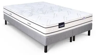 Image de Ensemble matelas Dunlopillo Romarin + sommier à lattes léger, 2 matelas de 90x200 cm, avec noyau à ressorts ensachés à 5 zones
