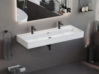 Produktbild von Aqua-Bagno Loft Air Keramik Doppel- Waschtisch/Waschbecken 120cm