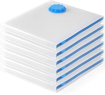 Produktbild von Unyqoos® 6er-Set wiederverwendbare Vakuumbeutel 100×60 cm – platzsparende Aufbewahrung für Kleidung & Bettwäsche, bis zu 80% Volumenreduktion