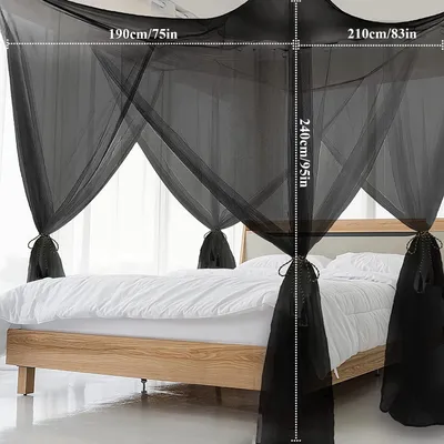 Produktbild von Moskitonetz für Doppelbett, weiß, großes Fliegennetz, Insektenschutz, quadratisch, für Einzel- bis Kingsize-Betten, 190 x 210 x 240 cm