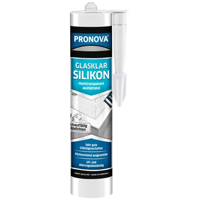 Produktbild von Pronova Glasklar-Silikon 300ml Kartusche für unauffällige Abdichtungen von Anschluss- und Dehnungsfugen