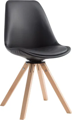 Produktbild von CLP Besucherstuhl Calais square drehbarer und mit eckigen Holzbeinen schwarz Gestell Farbe natur