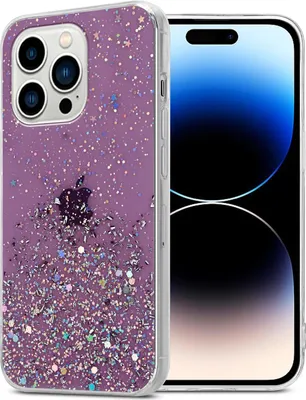 Produktbild von Cadorabo Hülle für Apple iPhone 14 PRO MAX Schutz Hülle in Lila Handyhülle TPU Etui Glitter Cover Case Glitzer