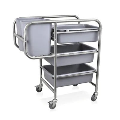 Produktbild von Geschirrabräumwagen / Abräumwagen, CNS / Kunststoff, 5 Wannen, 80x44x93 cm