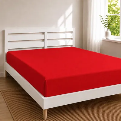 Produktbild von Jersey Spannbettlaken 2er Set 100 % Baumwolle 135 g/m² bis 30 cm Steghöhe,140 x 200 cm,Rot