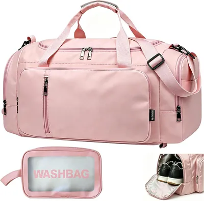 Image de Sac de sport de 30 litres, rose, avec compartiment pour chaussures, idéal pour le fitness