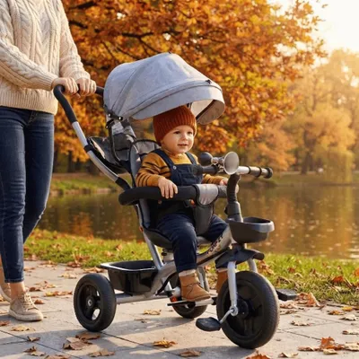 Productafbeelding van Driewieler Funfit Kids Twist, grijs, met verstelbare zitting en EVA-wielen