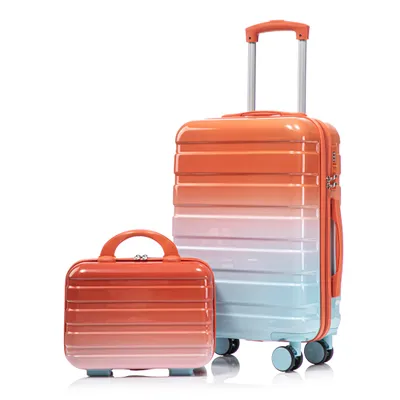 Image de LVHOM Set de valises rigides 2 pièces en ABS, 14"-20", avec roulettes 360°, set de valises de voyage, set de trolleys imperméables, rouge