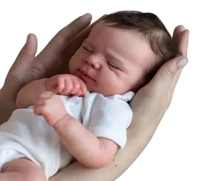 Produktbild von Lebensechte, Schlafende Reborn-Babypuppe, Leicht Zu Bemalen, 3D-Haut, Handgezeichnetes Haar, Sichtbares Reborn-Muster, 48 Cm