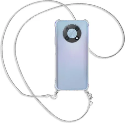 Produktbild von Handykette Backcover-Schutzhülle mit Band (Metall silberfarben) für Huawei nova Y90 4G (6.7'') - silberfarbene Snake-Kette
