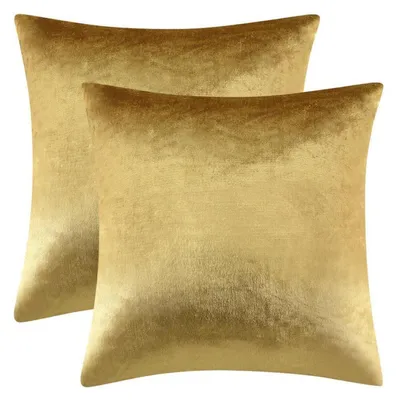 Zdjęcie produktu dla Poszewki na poduszki, aksamit, 40x40 cm, kolor złoty, zestaw 2 sztuki