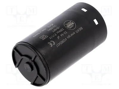 Obrázok produktu pre 1x Kondenzátor: elektrolytický, 64 µF, 10 %, priemer 45,5 mm, dĺžka 84 mm. Skrutka M8, kód 412805457. Kondenzátor