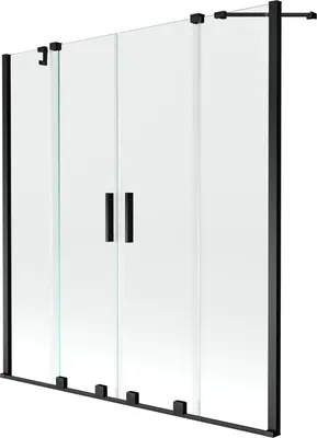 Produktbild von Mexen Velar Duo 2-Flügel-Badewannenwand Regulierbare 140 x 150 cm, transparent, Schwarz - 896-140-000-02-70