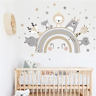 Productafbeelding van Unyqoos® Zelfklevende, kleurrijke wandstickers – Regenbogen & sterren, waterdicht PVC, zonder resten, herbruikbaar, geschikt voor kinderkamers en speelkamer