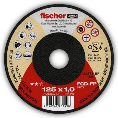 Obrázek produktu pro Řezný kotouč Fischer FP 1.0/125 flat Inox