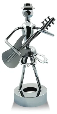 Metall-Gitarrist-Skulptur, 18x9x9 cm, Dekofigur für Musikliebhaber