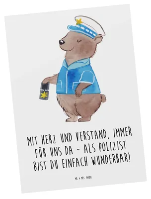 Produktbild von Mr. & Mrs. Panda Postkarte Polizist Wunderbar - Weiß - Geschenk, Geschenke, Ansichtskarte, Bedanken, Mut, Fotokarte, wertschätzung, Ansichtskarten, Danke sagen, Grußkarte